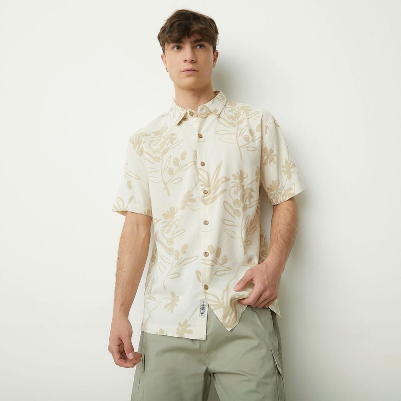 BEARCLIFF - Camisa Hombre Con Estampado Manga corta Regular en Algodón Bearcliff