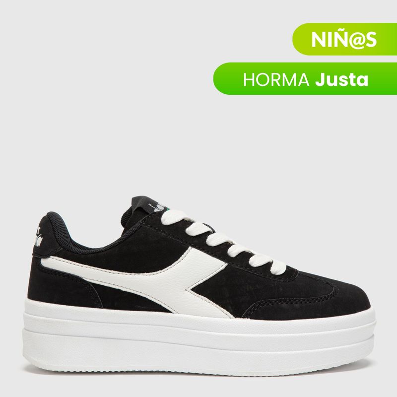 DIADORA - Tenis moda Diadora Girl Bamplat para Niña Negros Horma Justa 