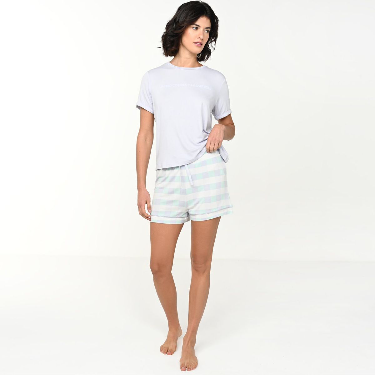 BENETTON - Pijama completa con short Mujer Corto Manga corta Benetton