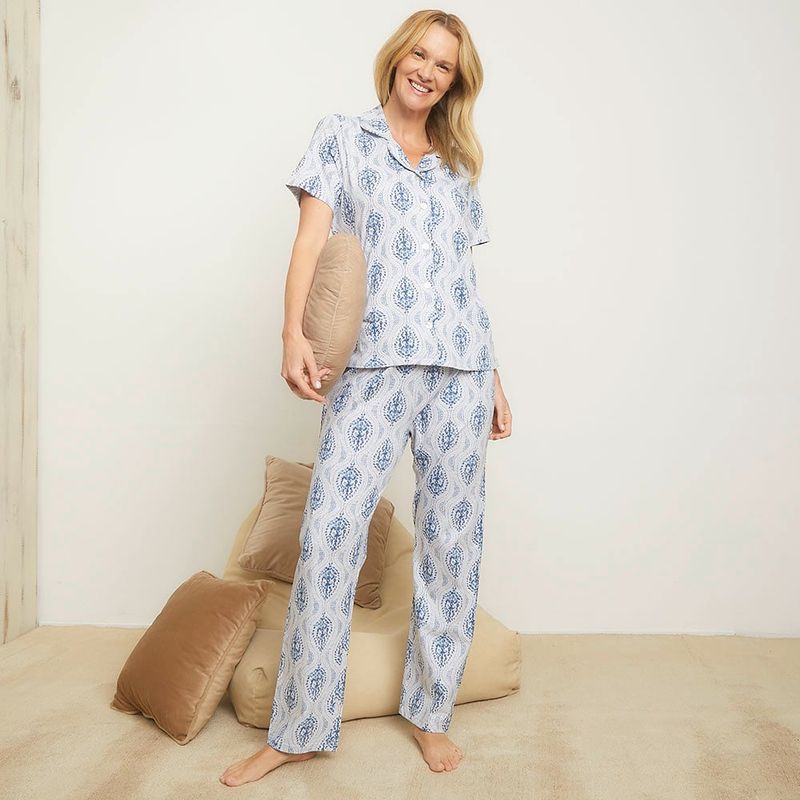 SOUTHLAND - Conjunto pijama mujer pantalón largo y manga corta Southland