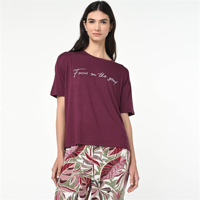 BLU - Camiseta de pijama Mujer Manga corta de Viscosa blu