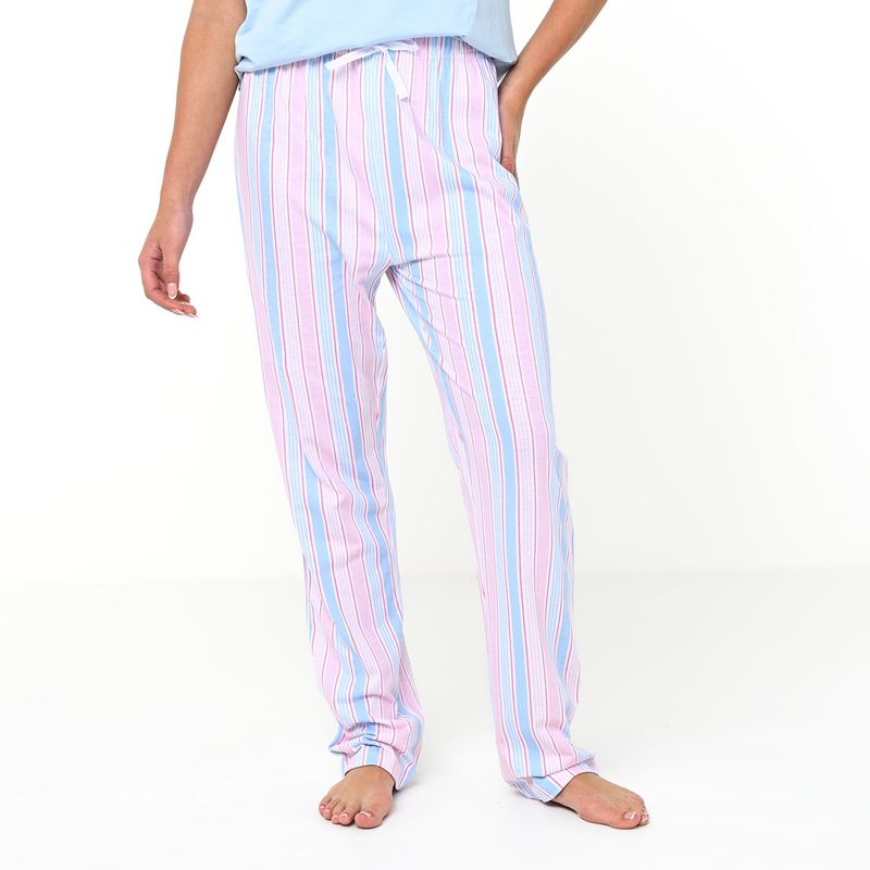 SYBILLA - Pantalón de pijama Mujer Largo con Estampado de Algodón Sybilla
