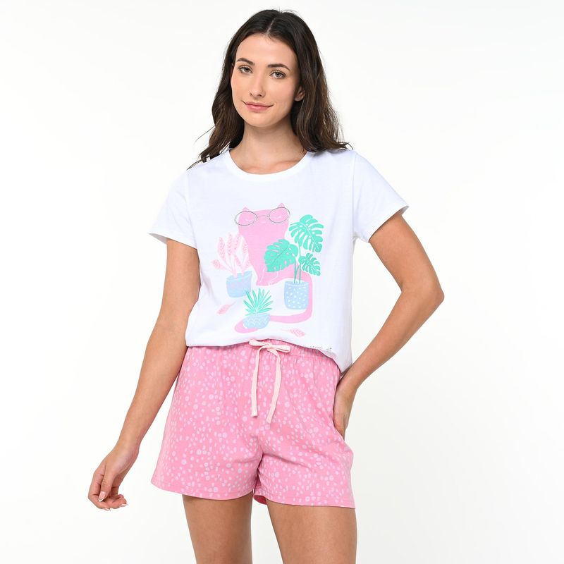 SYBILLA - Short de pijama Mujer Corto de Algodón Sybilla