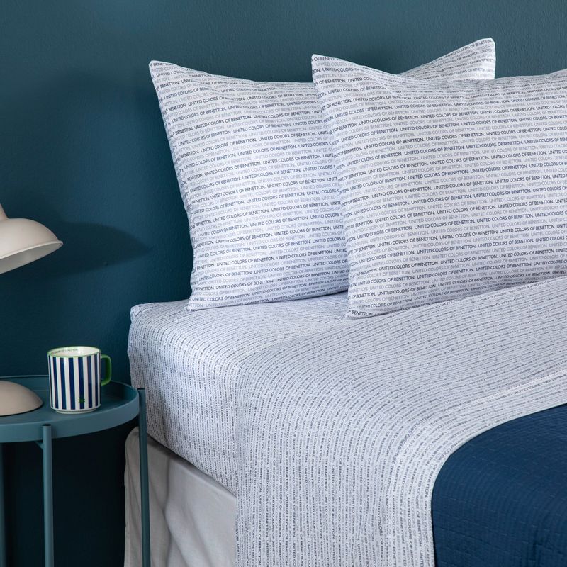 BENETTON - Sabanas Benetton de Algodón 180 Hilos para cama Sencillo,Doble, Queen. Juego de Sábanas Estampada Palmiro