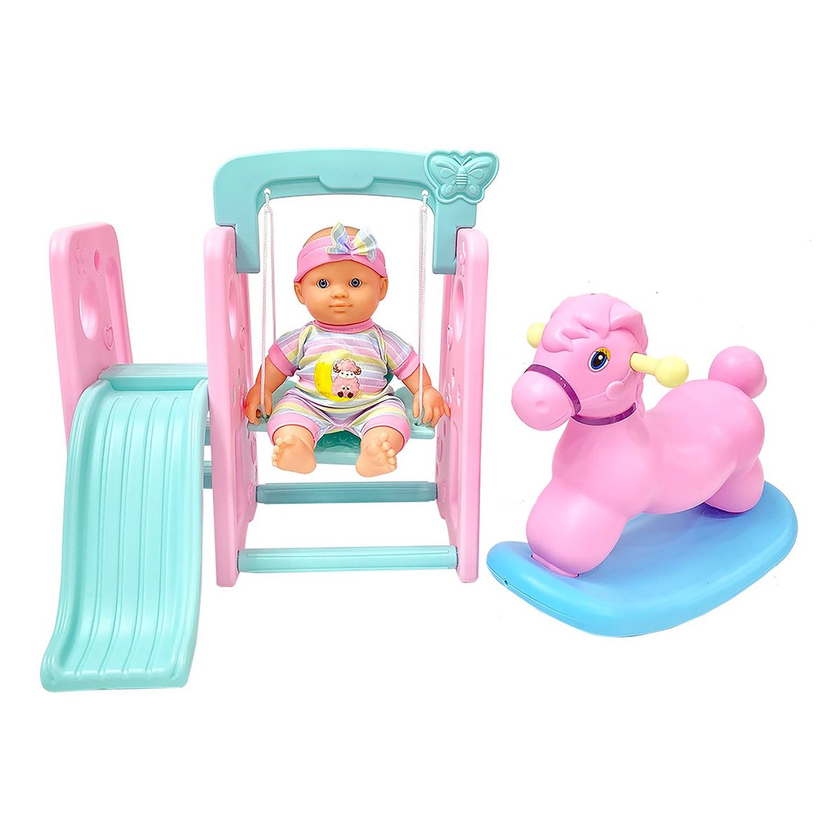  - Muñeca Little Luv®  9" Little Luv® Doll Rocking Horse With Slide & Swing 