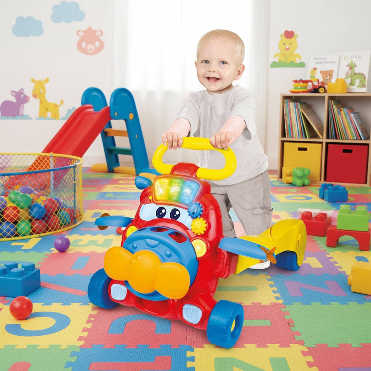 WINFUN - Juguete para bebé didáctico Winfun: Correpasillos avión caminador