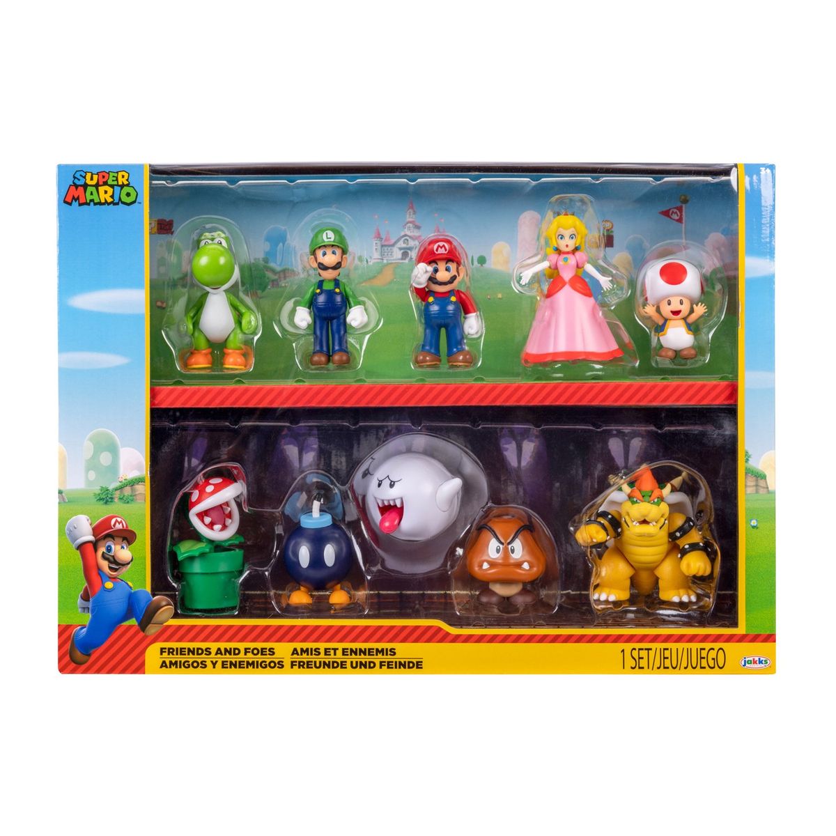 NINTENDO - Mario Bross Figura de acción Nintendo Set Mario y Amigos, Incluye 10 piezas