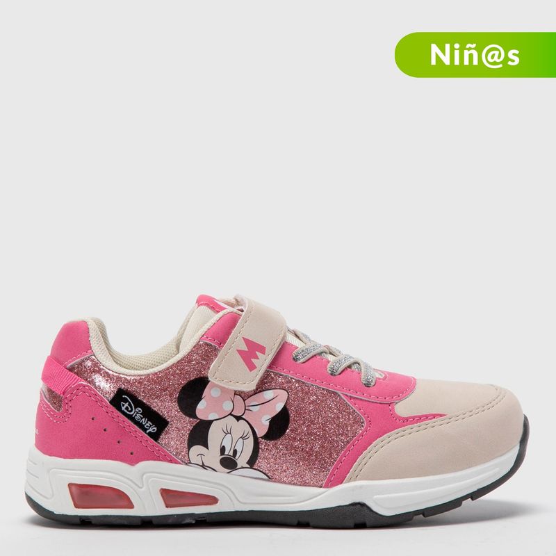 DISNEY - Tenis con luces Minnie Mouse Disney para Niña con Velcro
