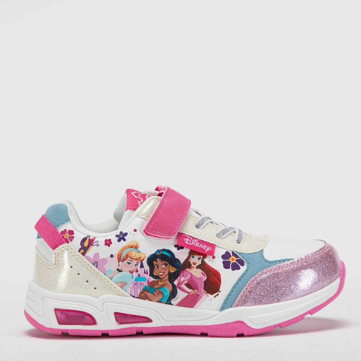 DISNEY - Tenis con luces Princesas Disney para Niña con Velcro