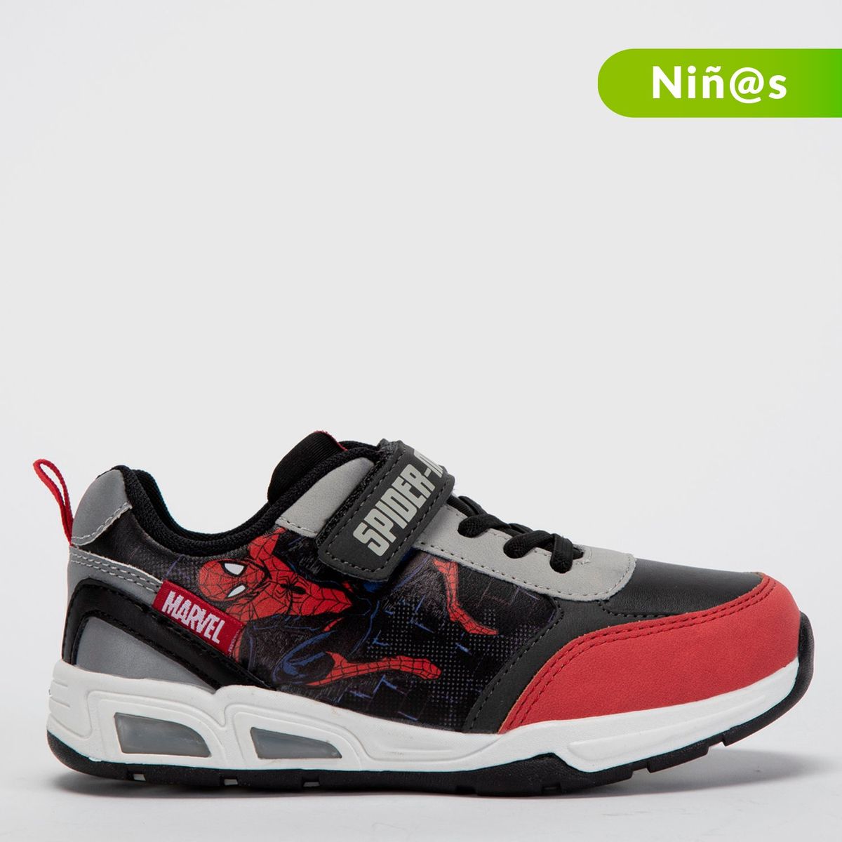 MARVEL - Tenis con luces Spider Man Marvel para Niño con Velcro