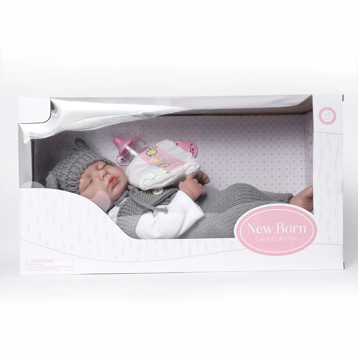 KIDS N PLAY - Muñeca bebé reborn 48cm conjunto Gris