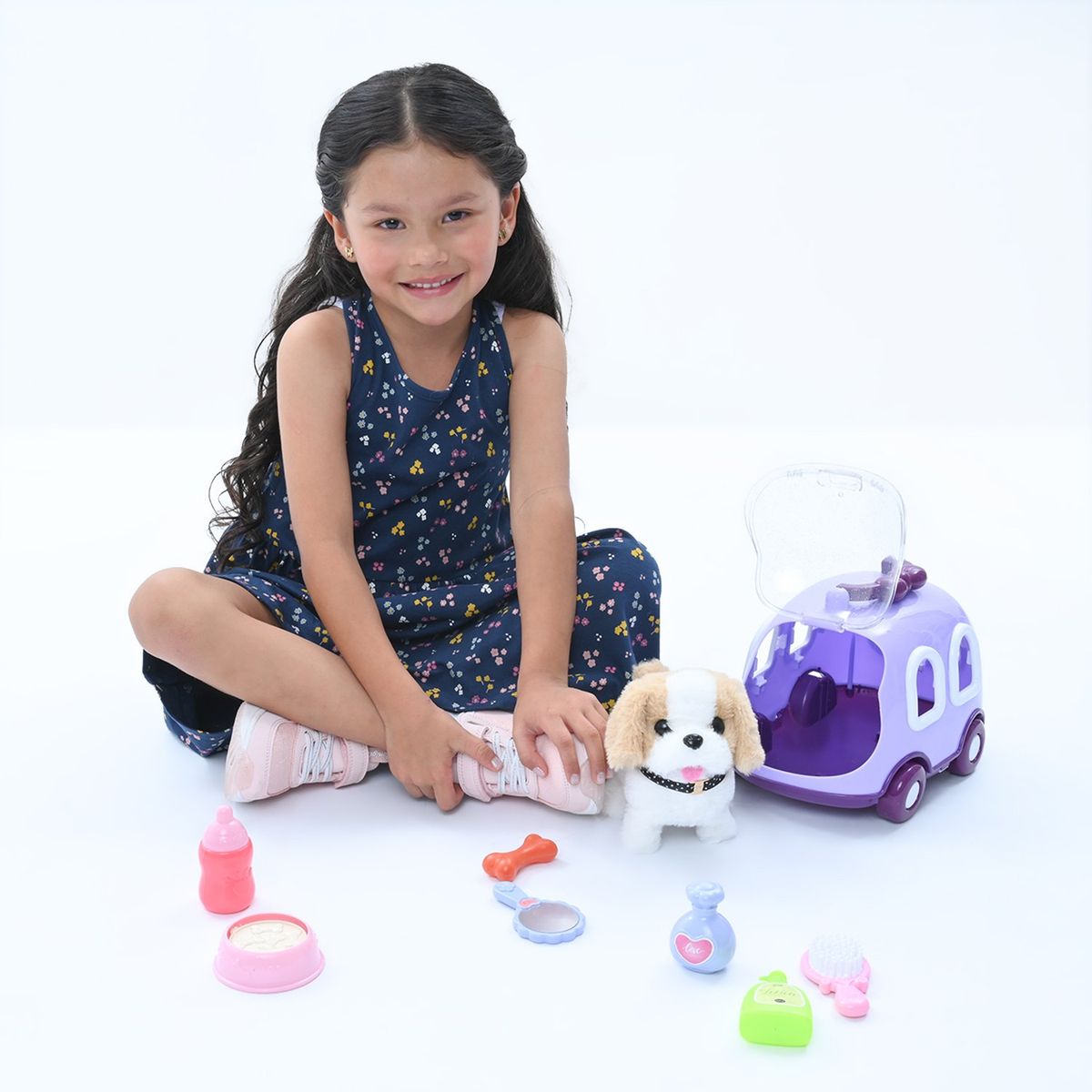 KIDS N PLAY - Peluche de perro Kids N Play. Incluye carrito y accesorios