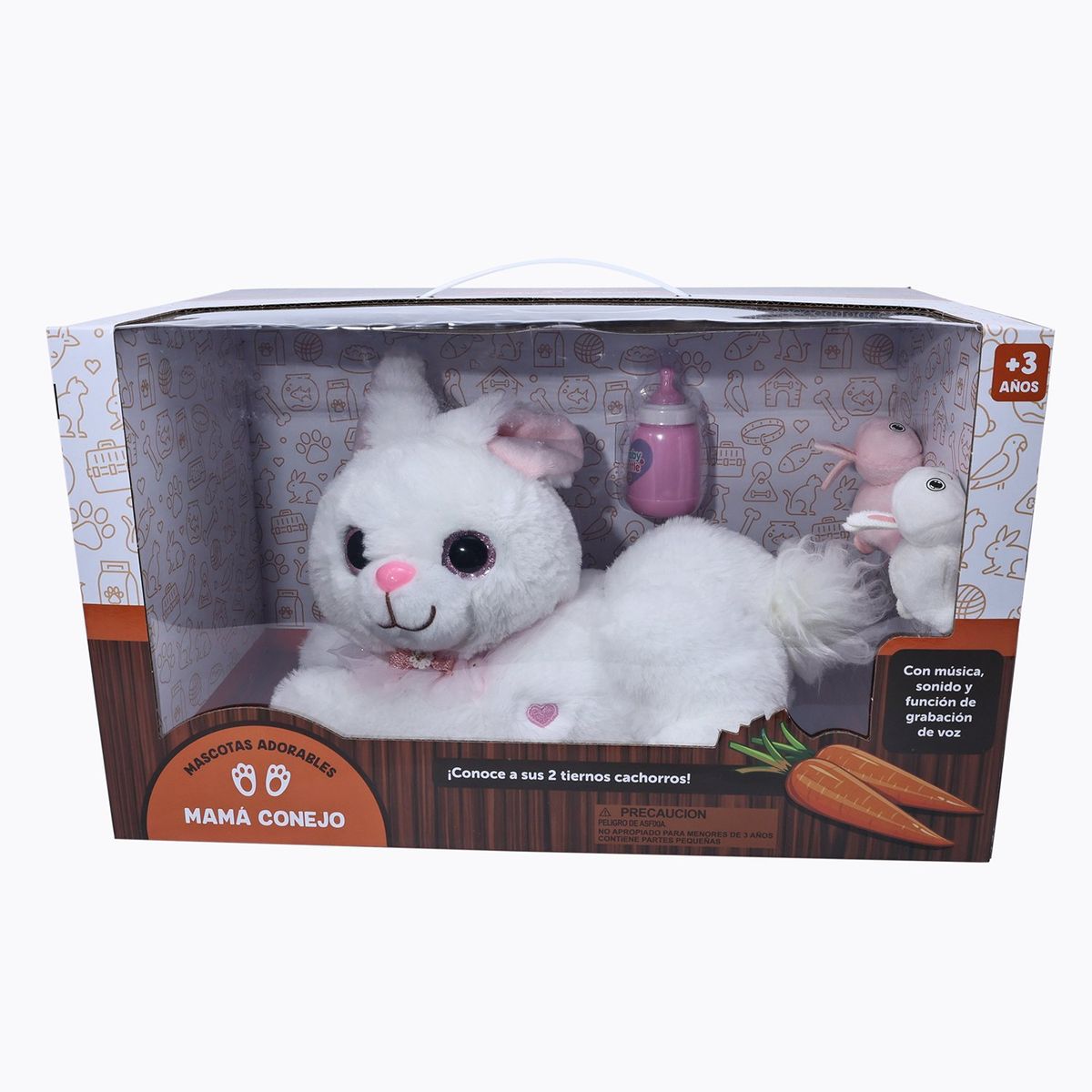 KIDS N PLAY - Peluche Mamá conejo Cute pets con sonidos. Incluye bebés