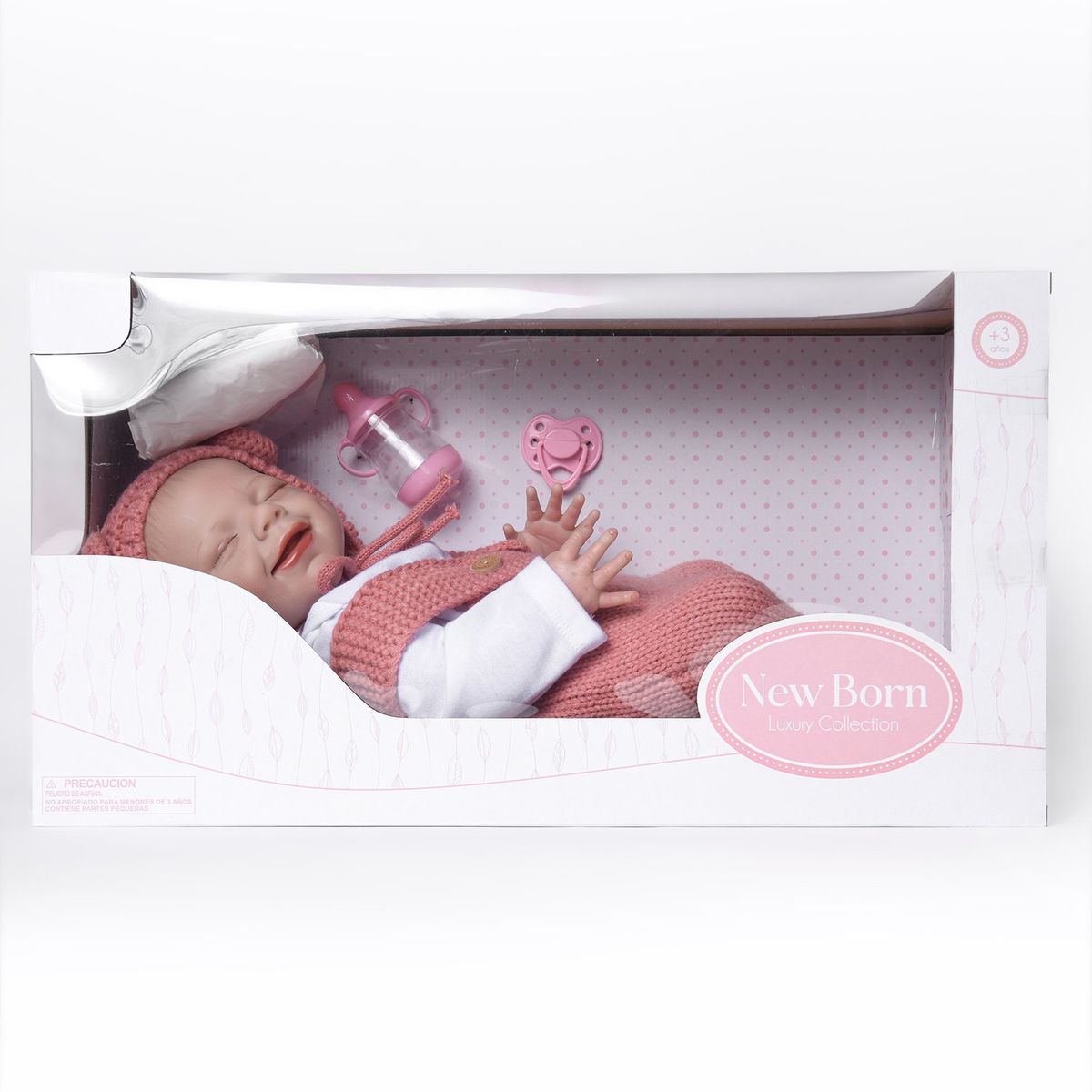 KIDS N PLAY - Muñeca bebé reborn 48cm conjunto Rosa 
