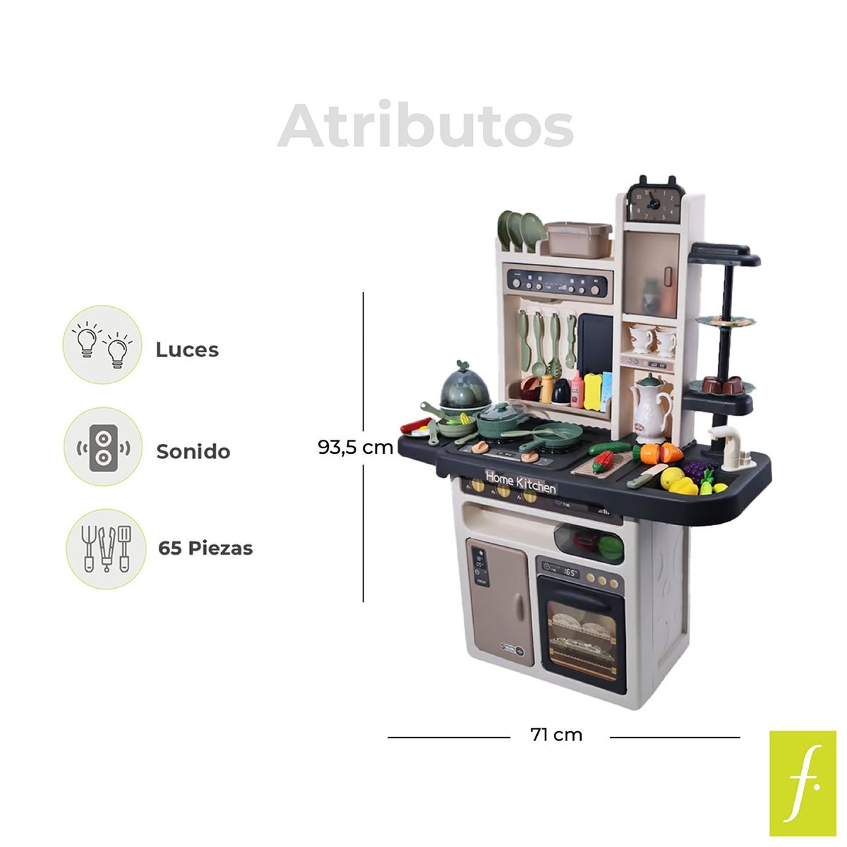 KIDS N PLAY - Cocina para niños de juguete con accesorios y sonidos