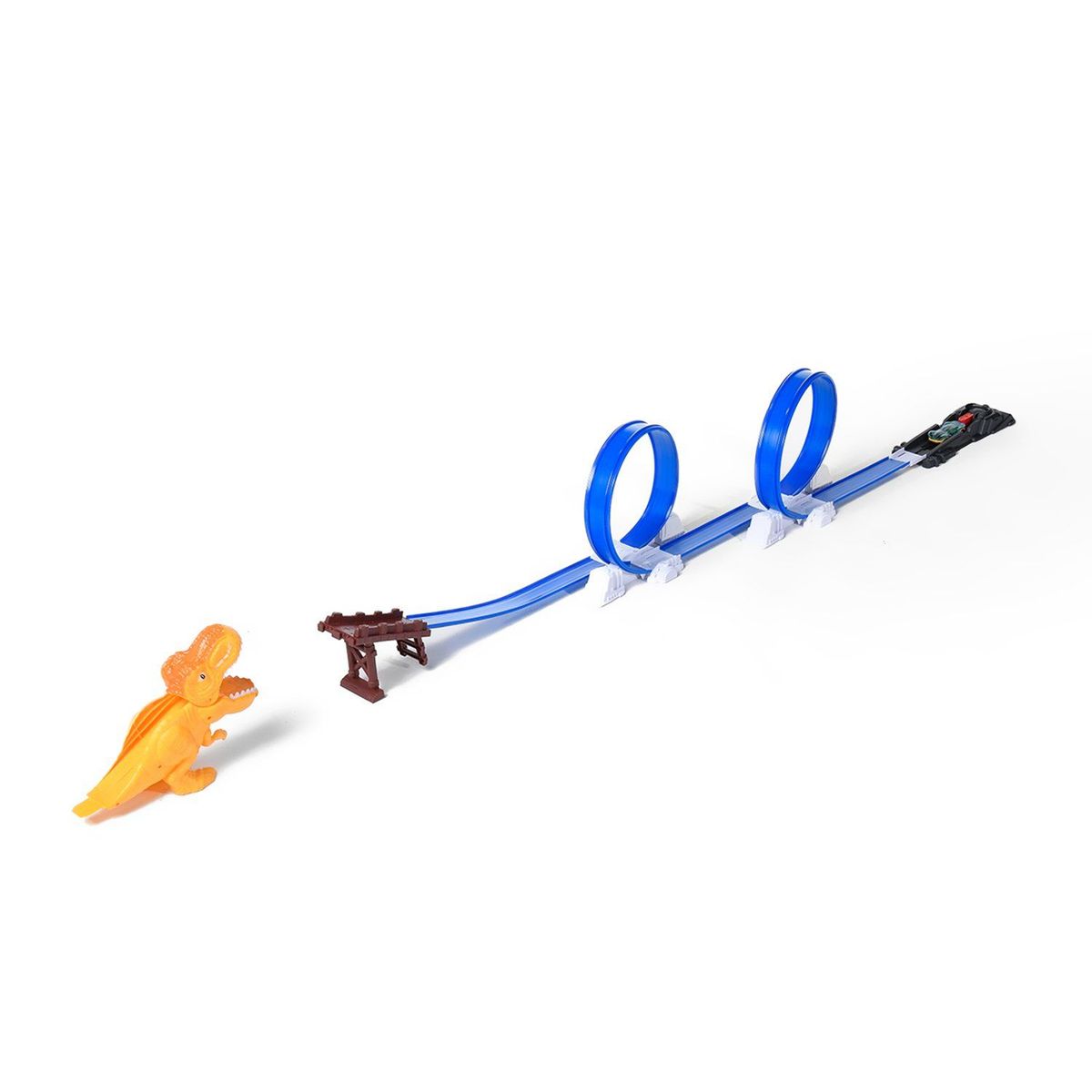 KIDS N PLAY - Pista de carros de juguete escape del T-Rex, Incluye 1 auto de aluminio