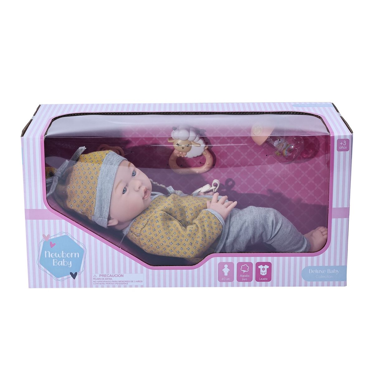 KIDS N PLAY - Muñeca bebé reborn 48cm conjunto Amarillo