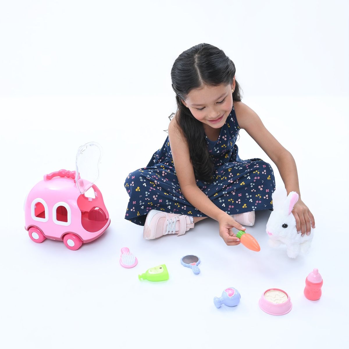 KIDS N PLAY - Peluche de conejo Kids N Play. Incluye carrito y accesorios