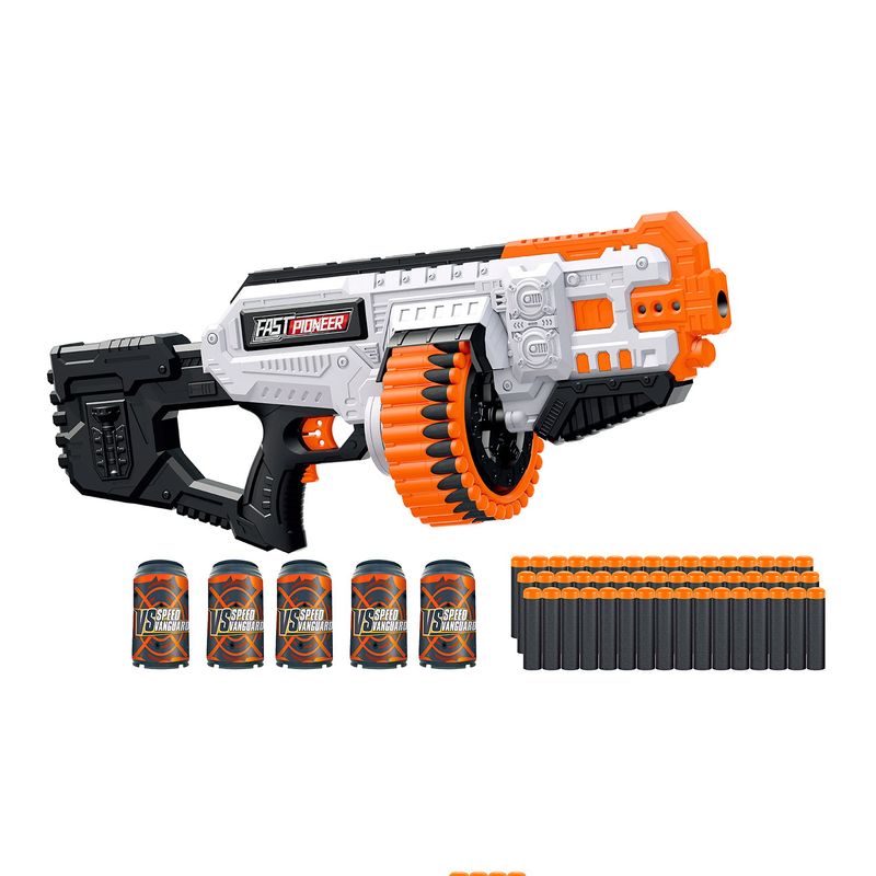KIDS N PLAY - Lanzador de dardos para niños. Incluye 48 dardos y 5 latas.