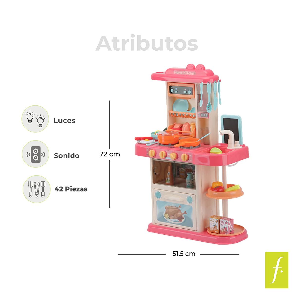 KIDS N PLAY - Cocina para niños de juguete con accesorios y sonidos