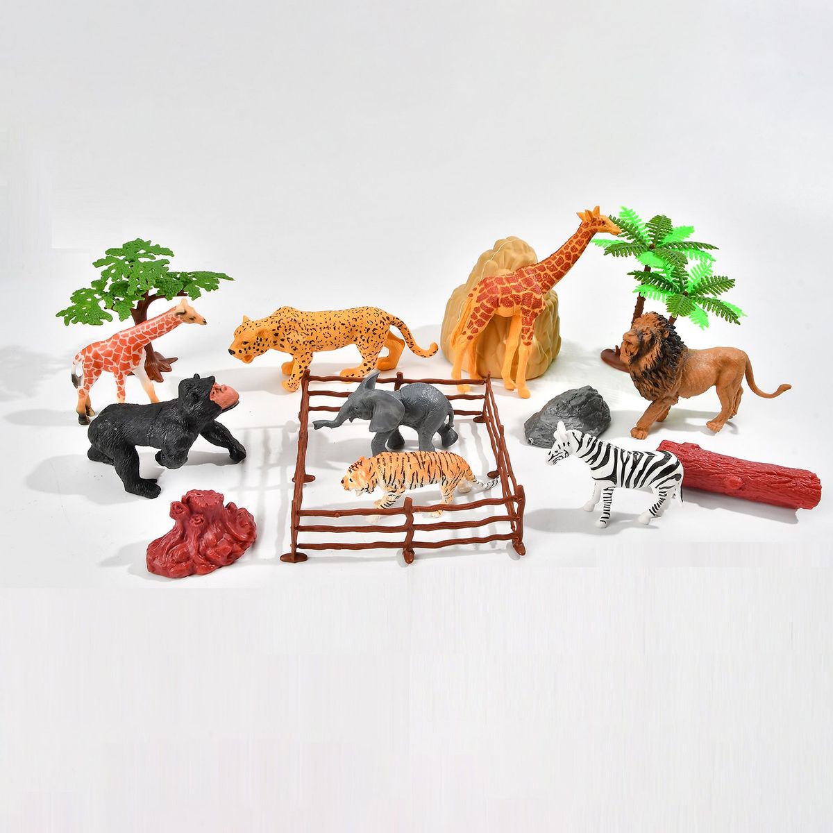 KIDS N PLAY - Set animales de la jungla de juguete. Incluye 19 piezas