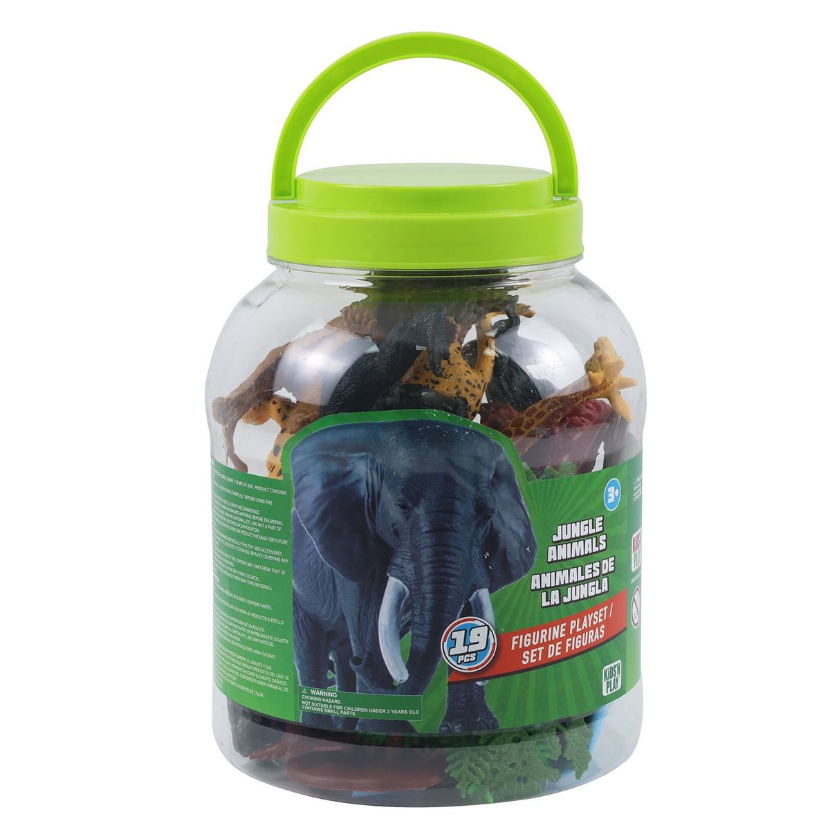 KIDS N PLAY - Set animales de la jungla de juguete. Incluye 19 piezas