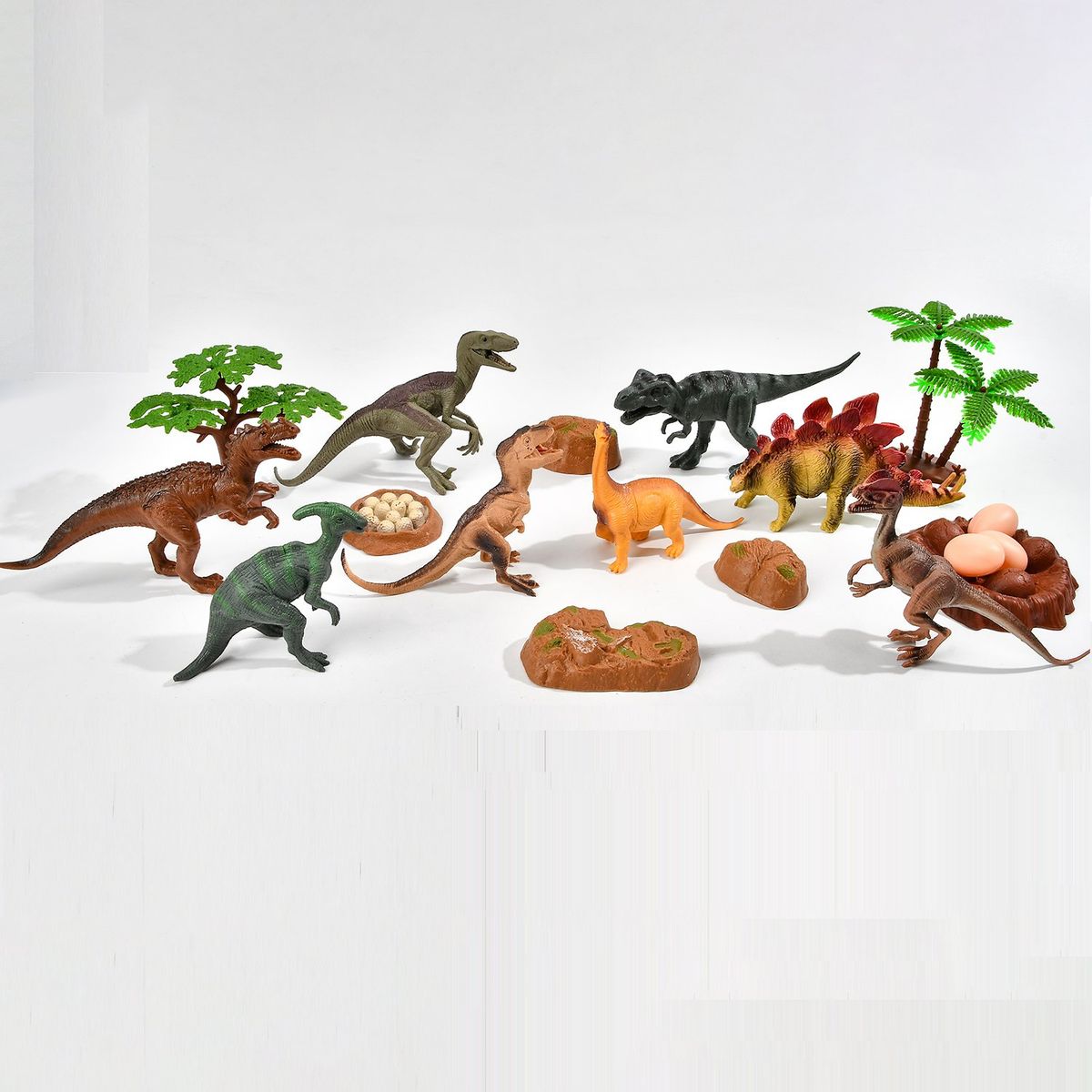 KIDS N PLAY - Set Dinosaurios de juguete. Incluye 19 piezas 