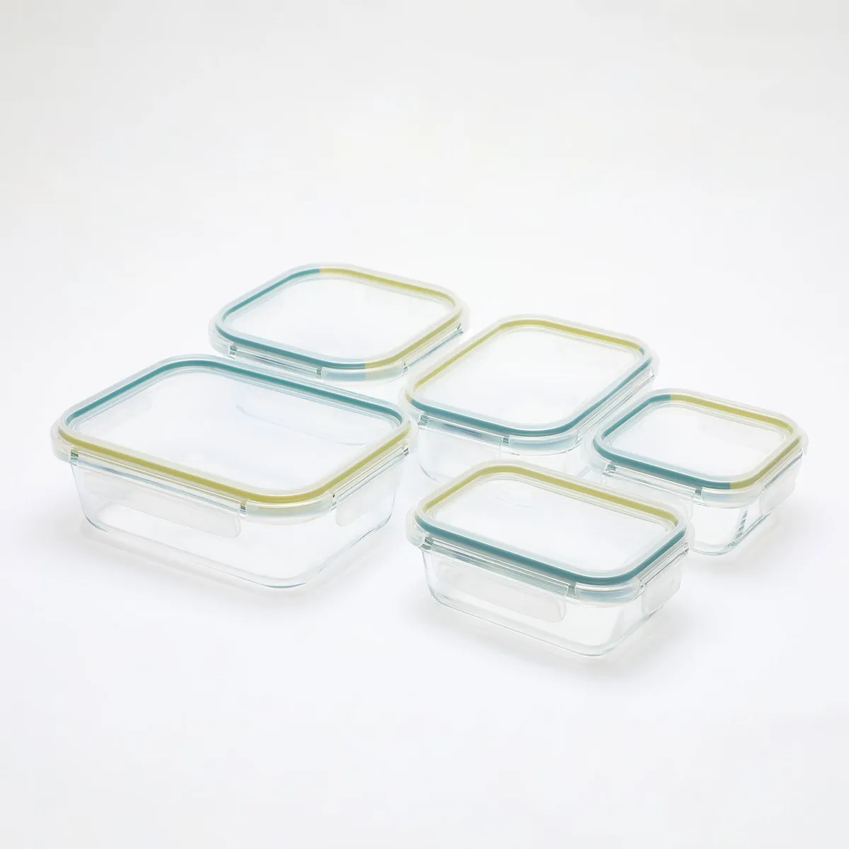 MICA - Set de contenedores Vidrio x5 Tapas Colores