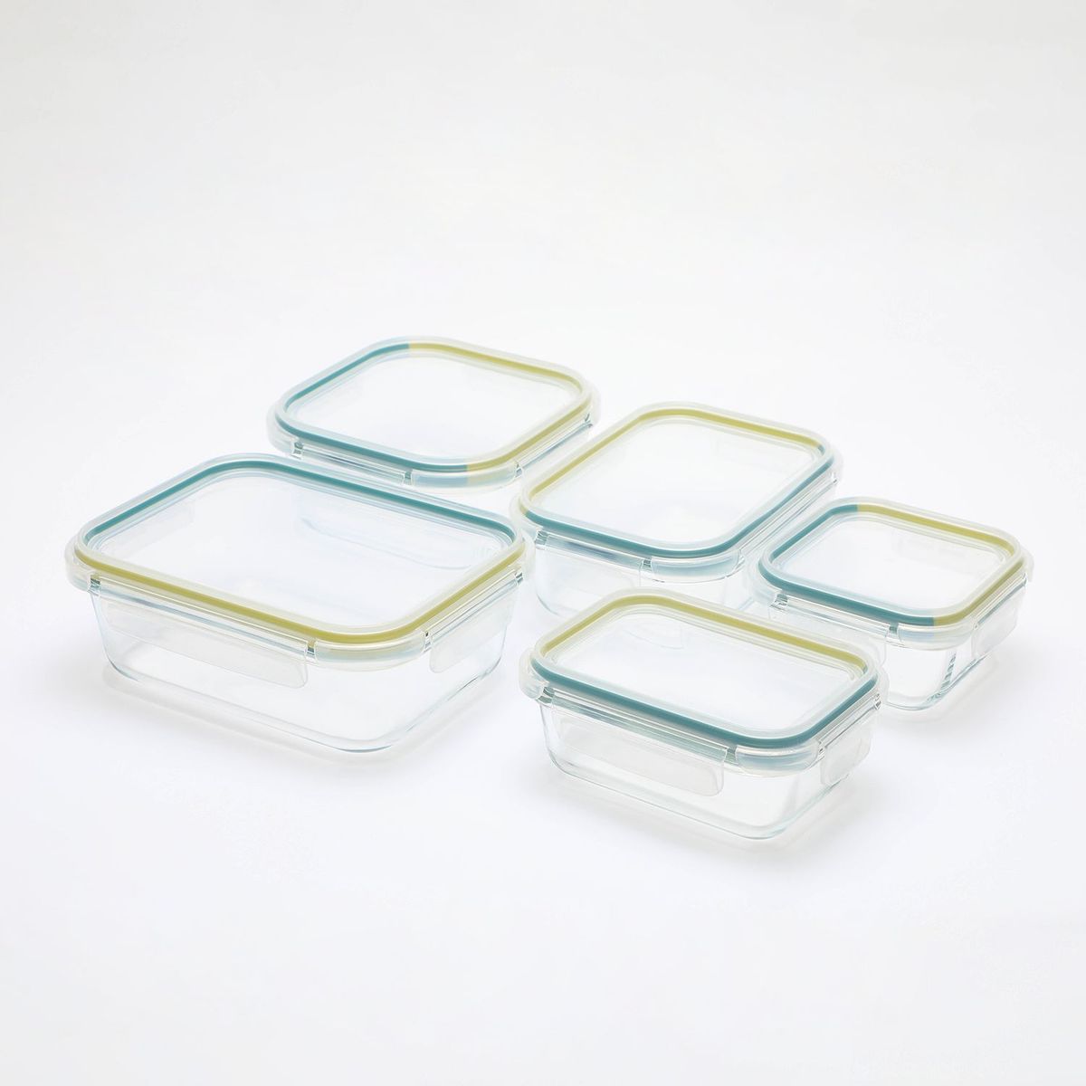 MICA - Set de contenedores Vidrio x5 Tapas Colores