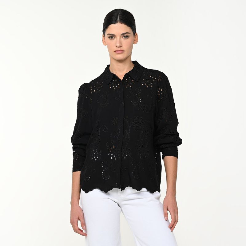 BASEMENT - Camisa Mujer Ojalillo Manga larga Basement