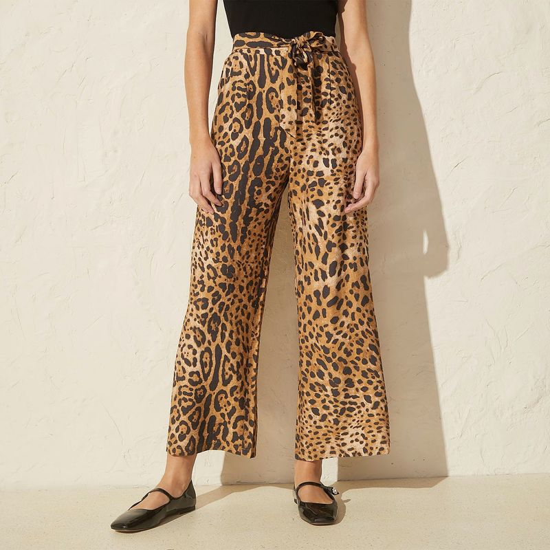 BASEMENT - Pantalón Culotte Mujer Tiro alto con Estampado Basement 