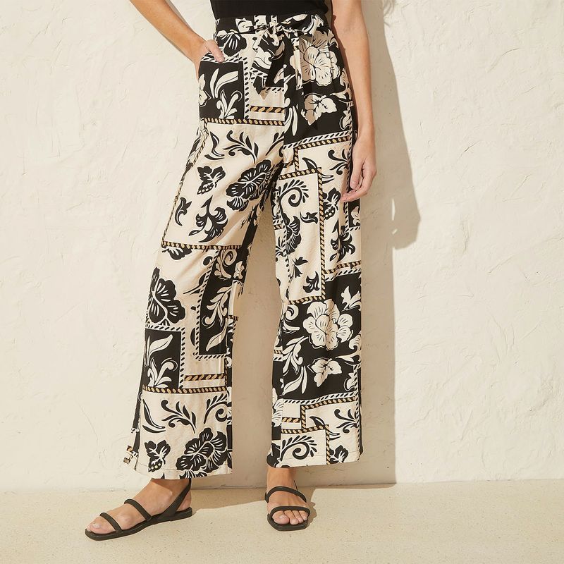 BASEMENT - Pantalón Culotte Mujer Tiro alto con Estampado Basement 
