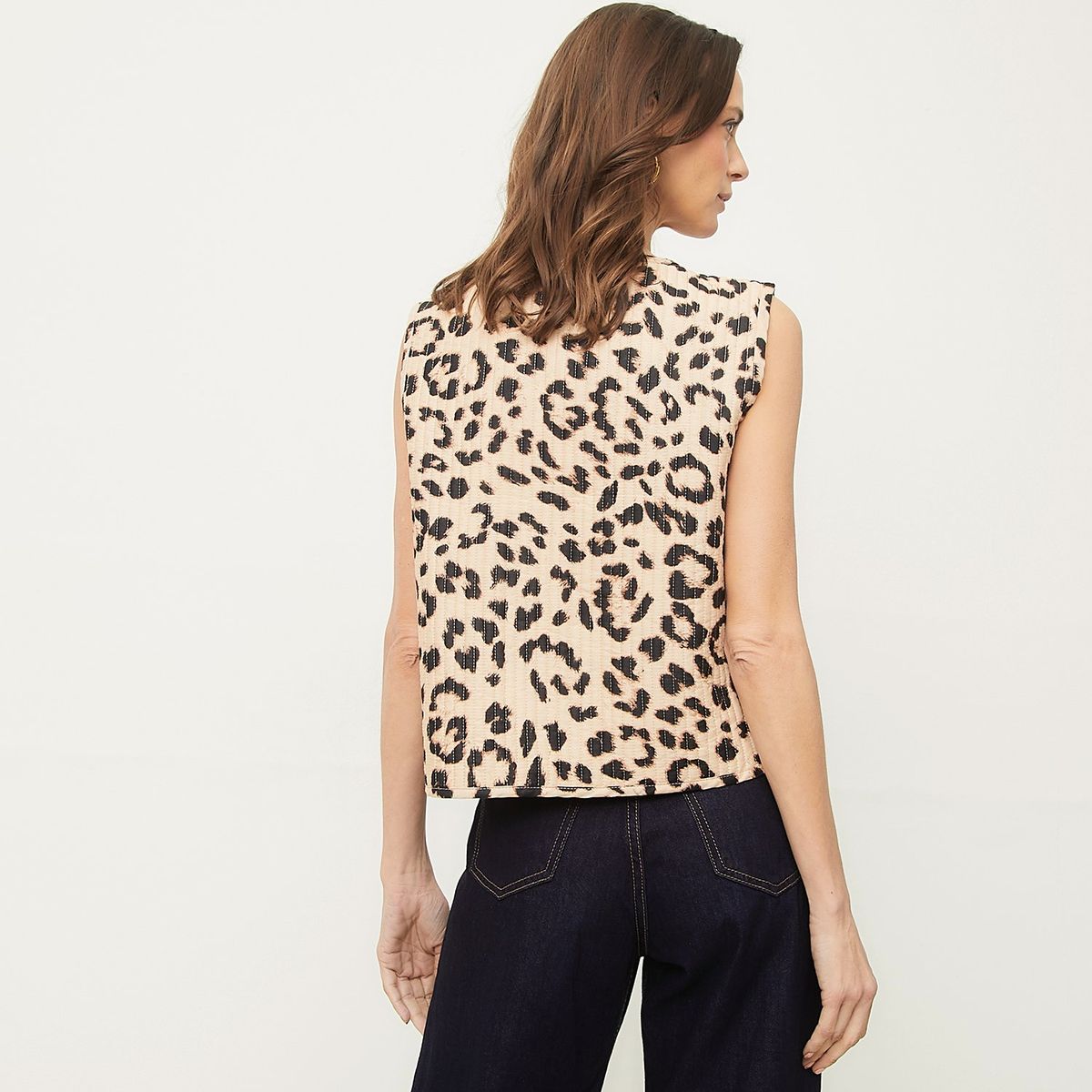 BASEMENT - Chaleco Mujer Animal print de Algodón Basement