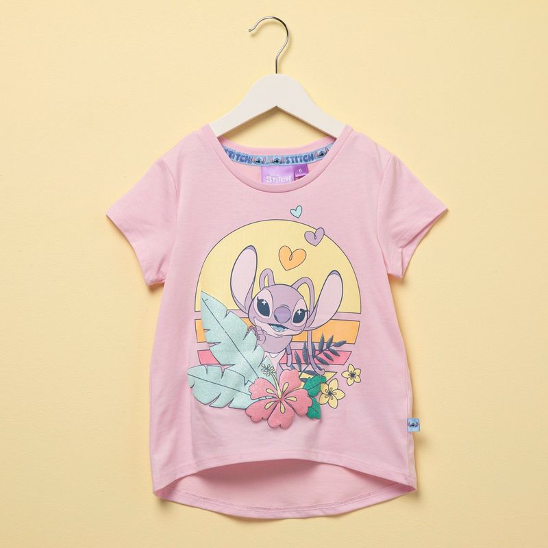 LILO & STITCH - Camiseta para Niña Manga corta Lilo & Stitch de Algodón 