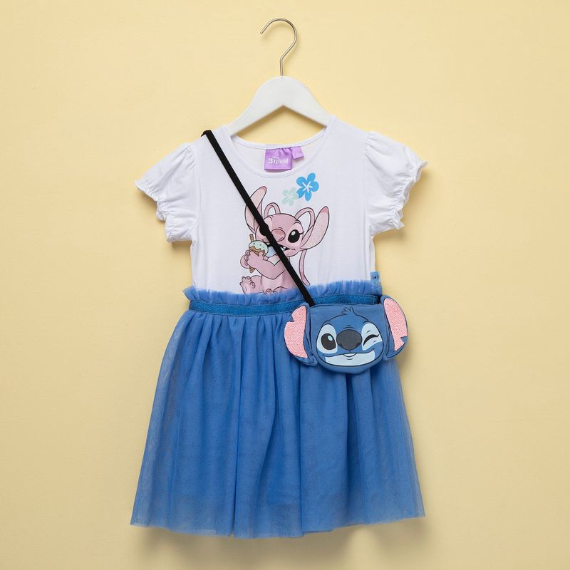  - Vestido para Niña Manga corta Lilo & Stitch de Algodón 