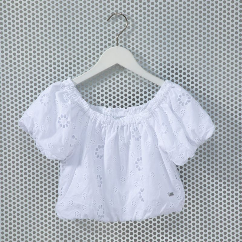 ELV - Blusa Niña con Ojalillo Manga corta Algodón ELV