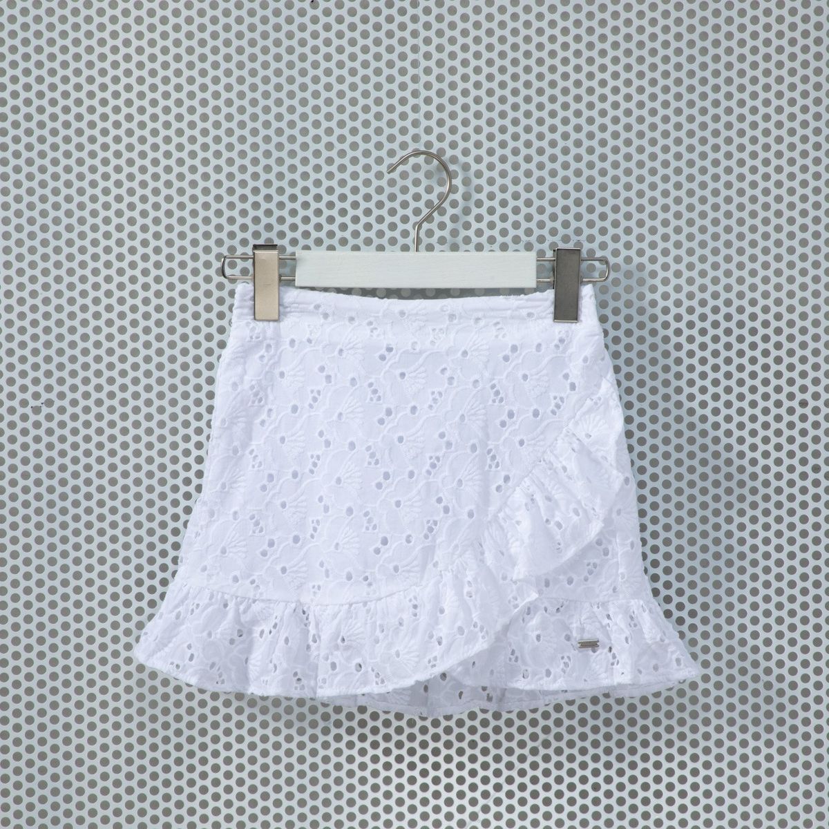 ELV - Falda para Niña con Ojalillo cintura elasticada de Algodón ELV