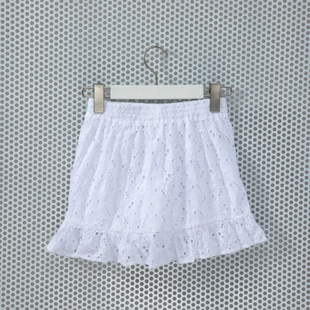 ELV - Falda para Niña con Ojalillo cintura elasticada de Algodón ELV