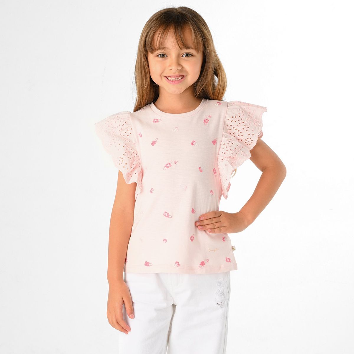 CONIGLIO - Camiseta Niña con Bordado Manga corta Coniglio