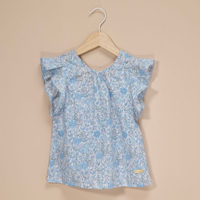 CONIGLIO - Blusa Niña con Flores Manga corta Algodón Coniglio