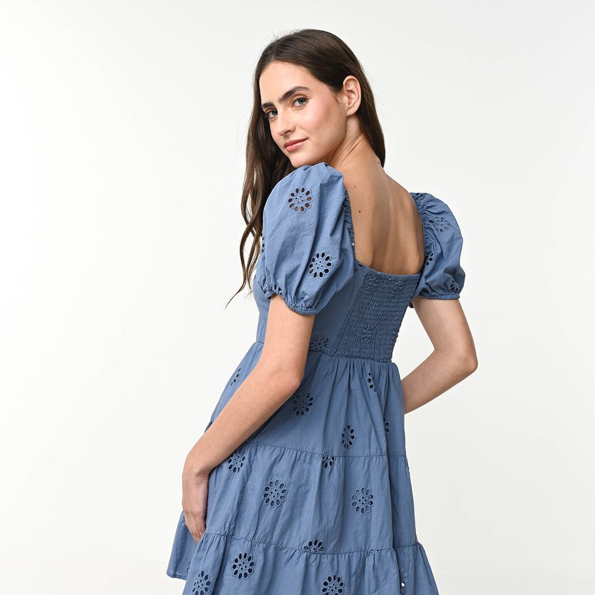 SYBILLA - Vestido Corto Bordado Mujer de Algodón Sybilla