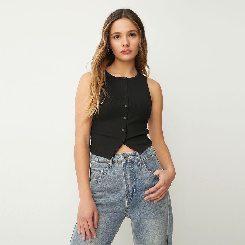 SYBILLA - Blusa Mujer Sin mangas de Algodón Sybilla