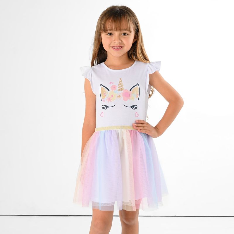 YAMP - Vestido Niña con Estampado Manga corta Algodón Yamp