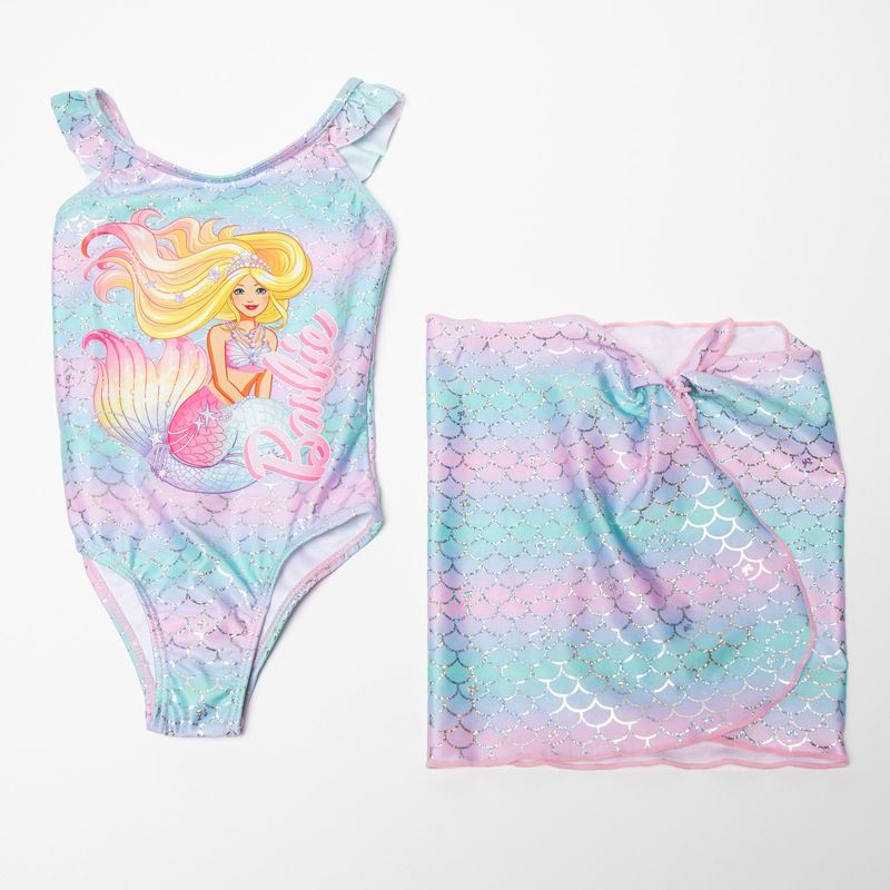 BARBIE - Vestido de baño para Niña con Estampado Con accesorio Barbie