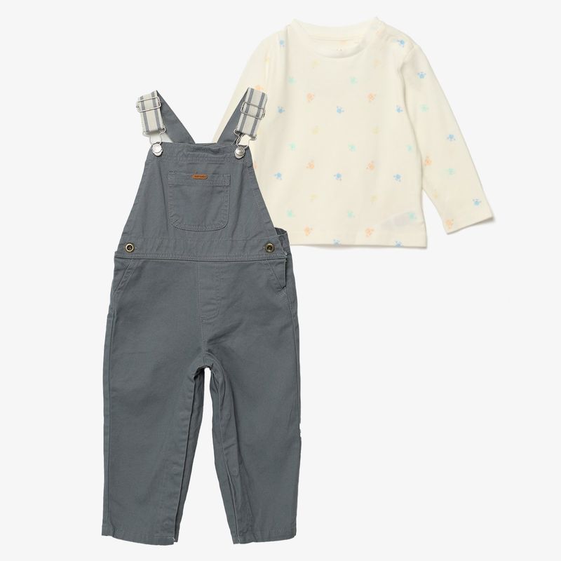 YAMP - Set Jardinera + Camiseta manga larga para Bebé niño en Algodón Yamp