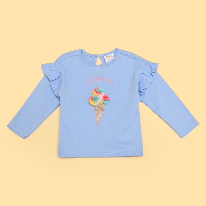 YAMP - Camiseta manga larga Bebé niña con Estampado Manga larga Algodón Yamp