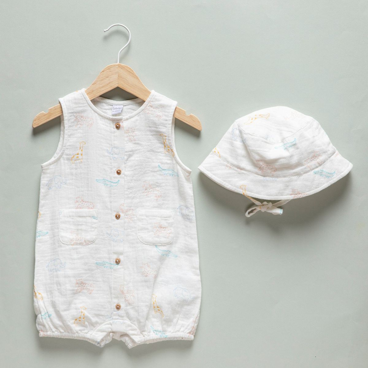 YAMP - Set Enterizo + Sombrerito para Bebé niño en Algodón Yamp