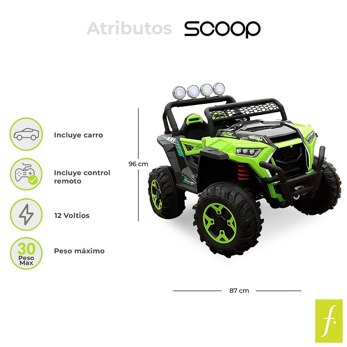 SCOOP - Carro Montable Eléctrico Dunas Verde 12V