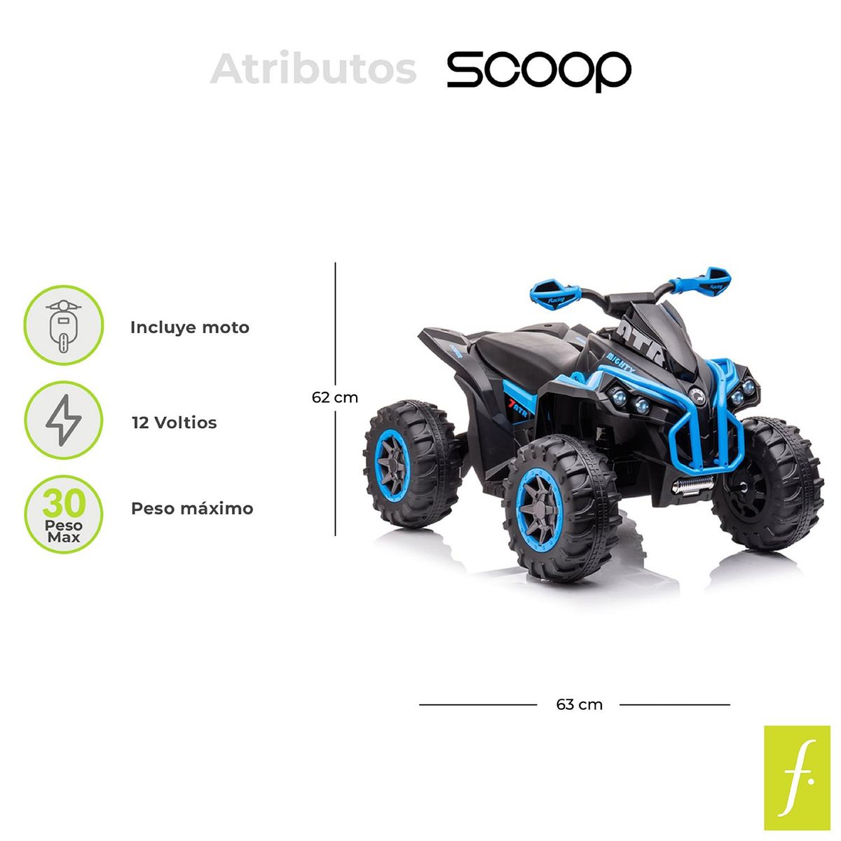 SCOOP - Cuatrimoto montable electrico para niño 12V