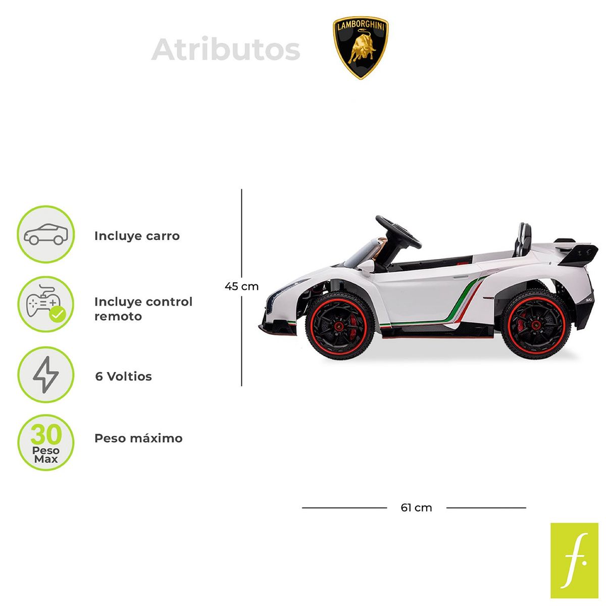  - Carro Montable  electrico para niños Lamborghini 6V